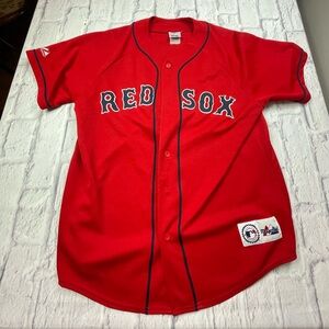 Majestic MLB Mens Boston Red Sox Red Alternate Jersey Size L